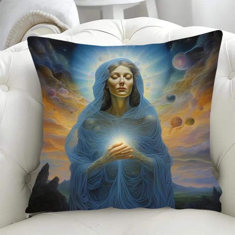 

Небесно-мистические декоративные наволочки x Декоративные подушки для гостиной, чехол для подушки на диван x Двусторонняя печать, дом 66x66cm бордовый