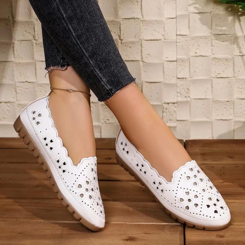 Fashion 2025 Fashion Ladies Shoes Shallow Women's Flats New Casual Hollow Out Light Soft Bottom Comfortable Non-Slip Flat Low Heels