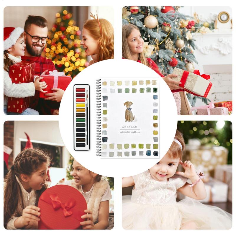 Watercolor Workbook Beginner-Friendly Watercolor Drawing Set Water Color Books Kit With Brush For Kid Boys Girls Child Adults