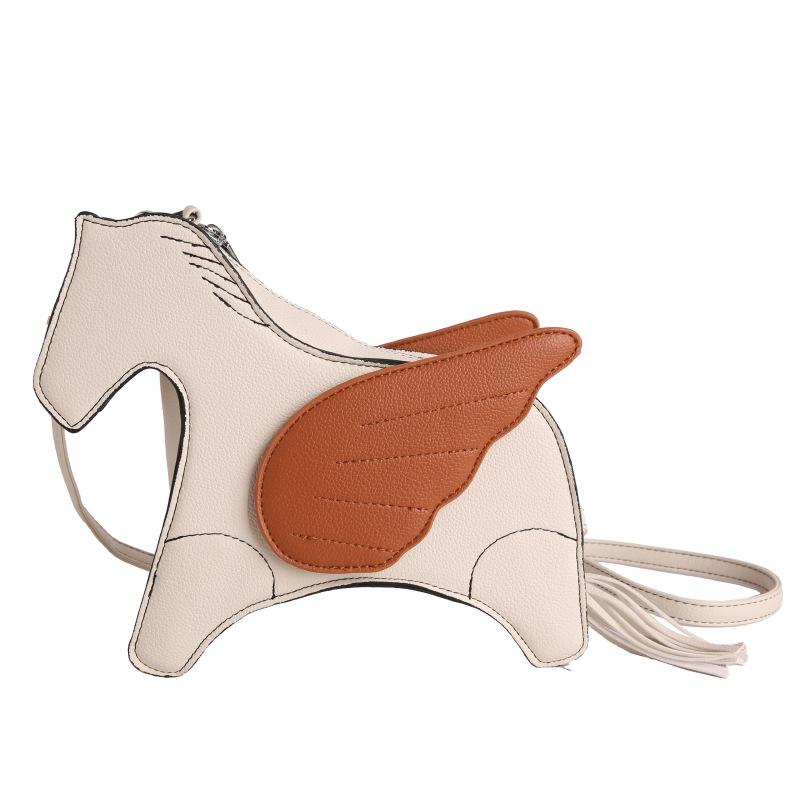Lady Funny High Quality Animal Horse Shape Shoulder Bag Cute PU Leather Tassel Crossbody Bag Female Patchwork Zip Handbags Bolsa