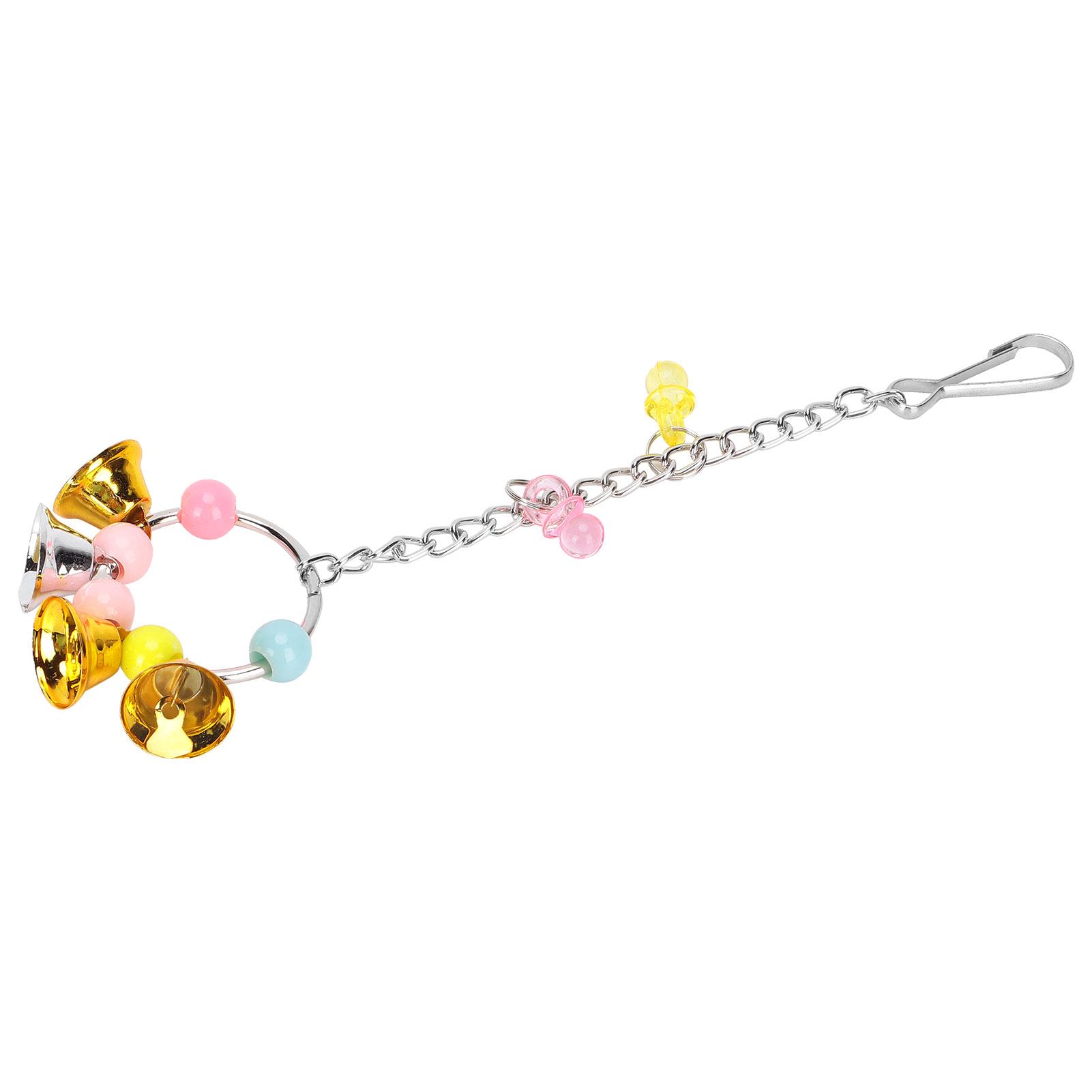 Parrot Hanging Swing Bells Chew Toy Colorful Hanging Acrylic Bell Birds Toy for Parrot
