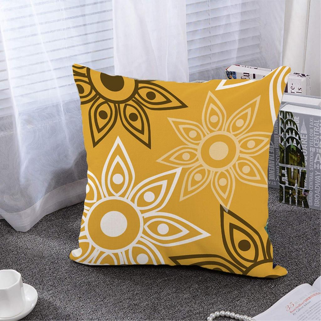 Yellow Geometric Petal Linen Pillowcase Sofa Cushion Cover Home Decoration Can Be For You 40X40 45X45 50X50 60X60