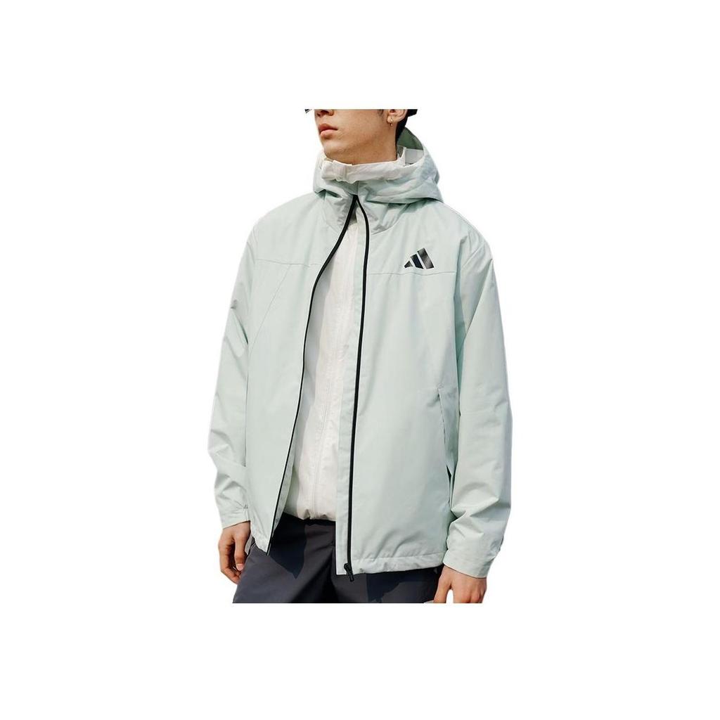 Adidas Unisex Woven Simple Versatile Casual Hooded Jacket Linen Green KB1751
