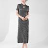 Elegant Short-Sleeve Stand-Up Collar Cheongsam Dress