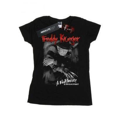A Nightmare On Elm Street Camiseta feminina de algodão com foto preta e branca Freddy