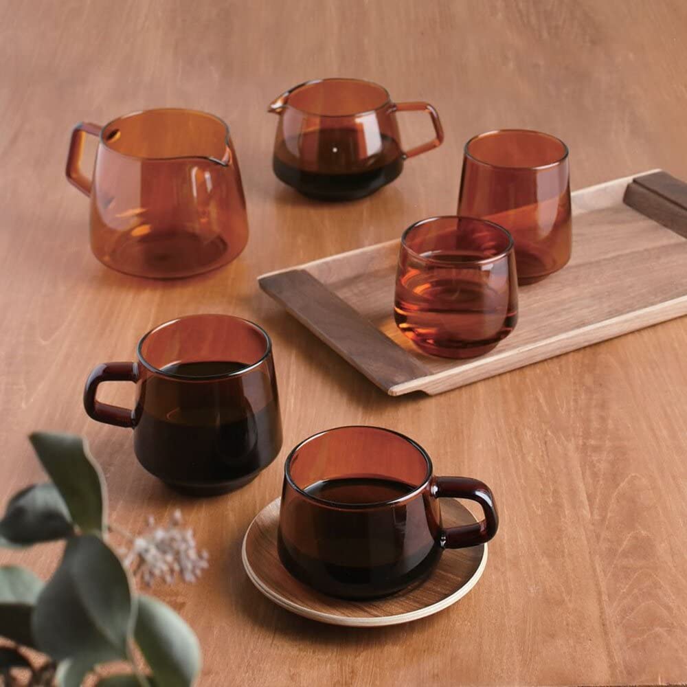 Kinto Sepia Tasse, 270 ml, bernsteinfarben, hitzebeständiges Glas, sicheres Geschenk, 21740, mikrowellen- und spülmaschinenfest