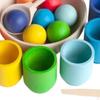 Balls In Cups Early Education Toys Wooden Board Game Sensory Training Logical Thinking Rainbow Color