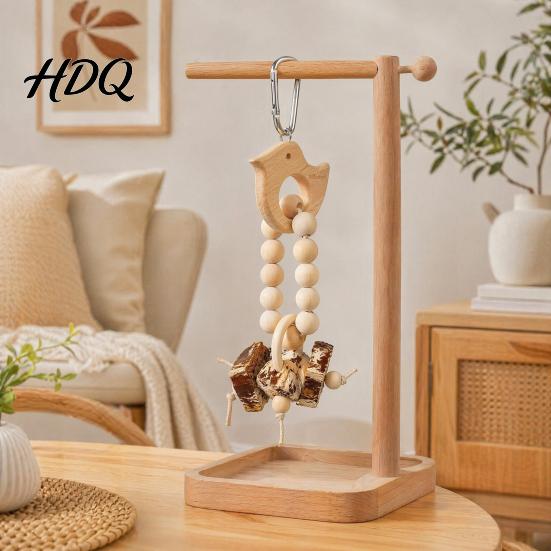 Carambola Bird Toy Wooden Blocks Parrot Toy Chew with Beads Rattan Balls or No Paint Dried Star Fruits Cage Accessory for Small Medium Parrots
