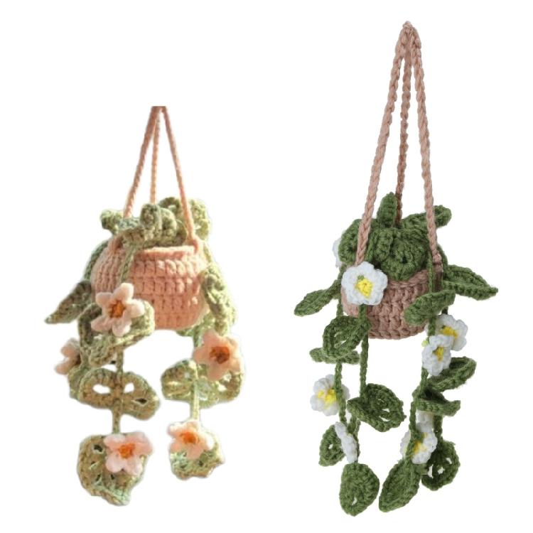 Handmade Crochet Car Styling Plant Succulent Car Plant Ornamentos Decoration