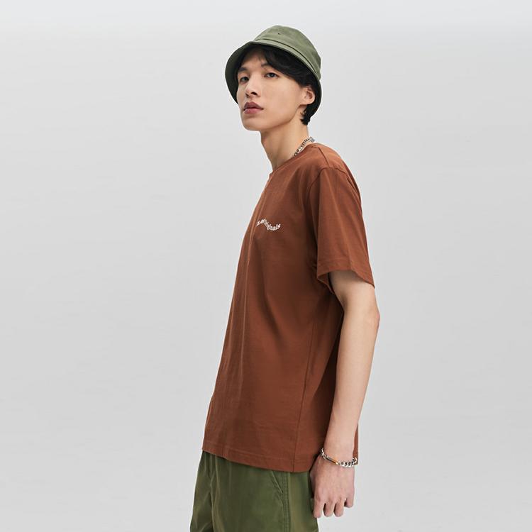 Comfortable Logo Print Round Neck Short Sleeve T-Shirt Men Tops Brown LMT0074723RX00FA05168