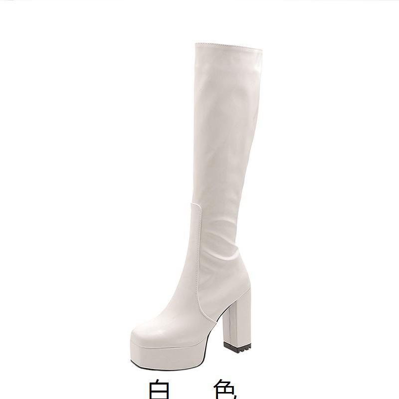 Large Size Women's Shoes European Beautiful Women's Boots Square Head Thick Heel Boots Autumn and Winter New Boots High Boots