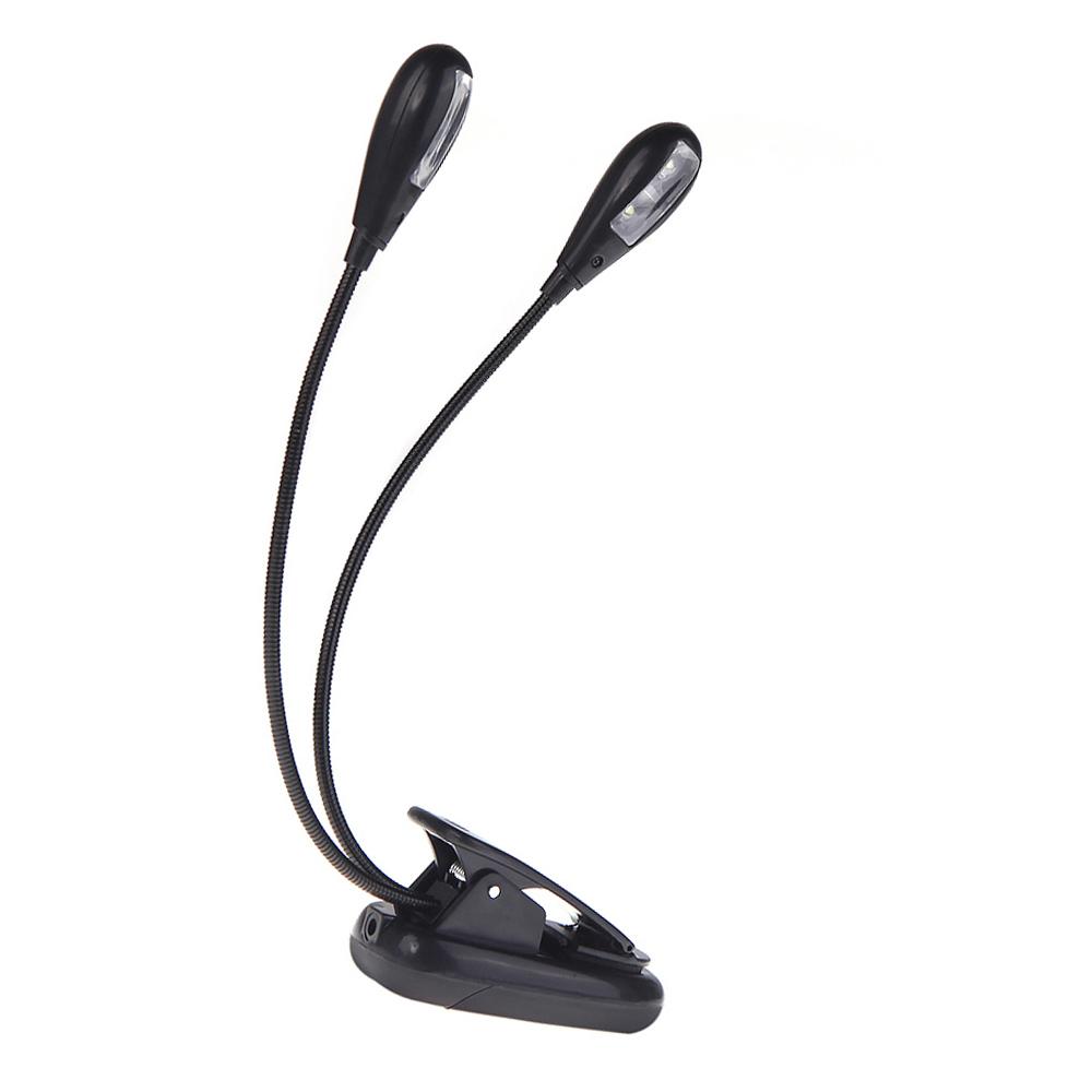 

Черный клипса на 2 двойных плечах 4 светодиодный гибкий свет лампа для пюпитра для книги музыки