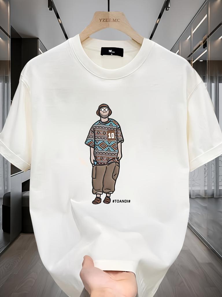 Heavy cotton trendy brand printed shortsleeved Tshirt mens summer new casual large size loose versatile top