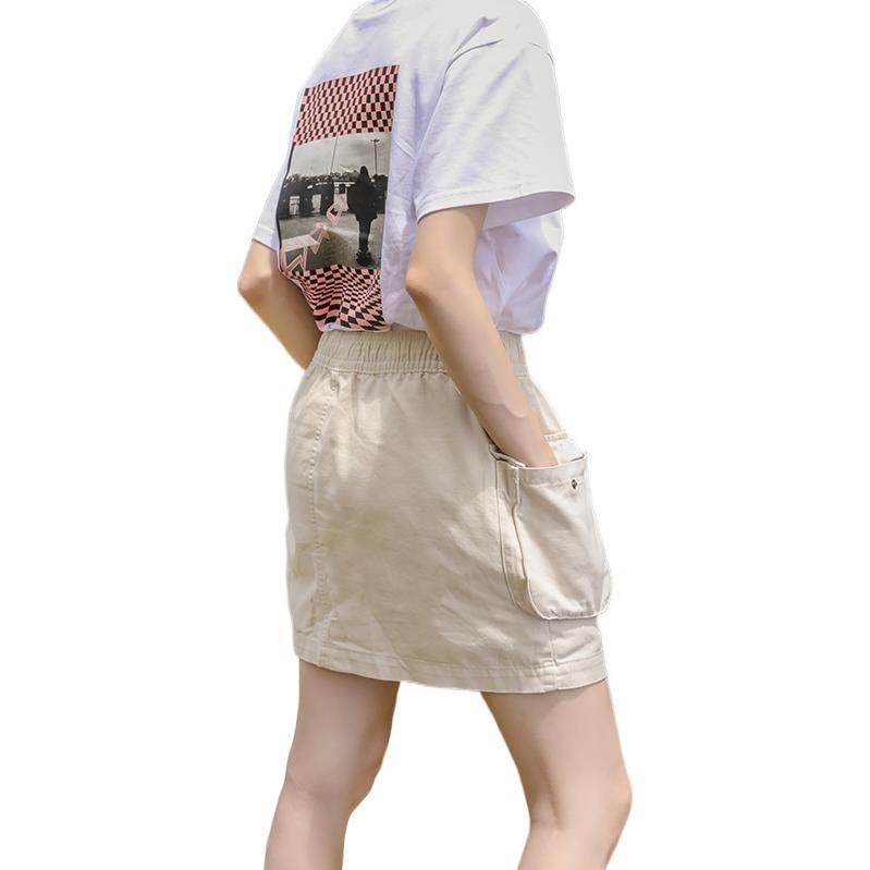 Vans Asian Artist Series Solid Color Multi-Pocket Design Adjustable Waistband Skirt Women Skirts Oatmeal VN0A7TQ42N1