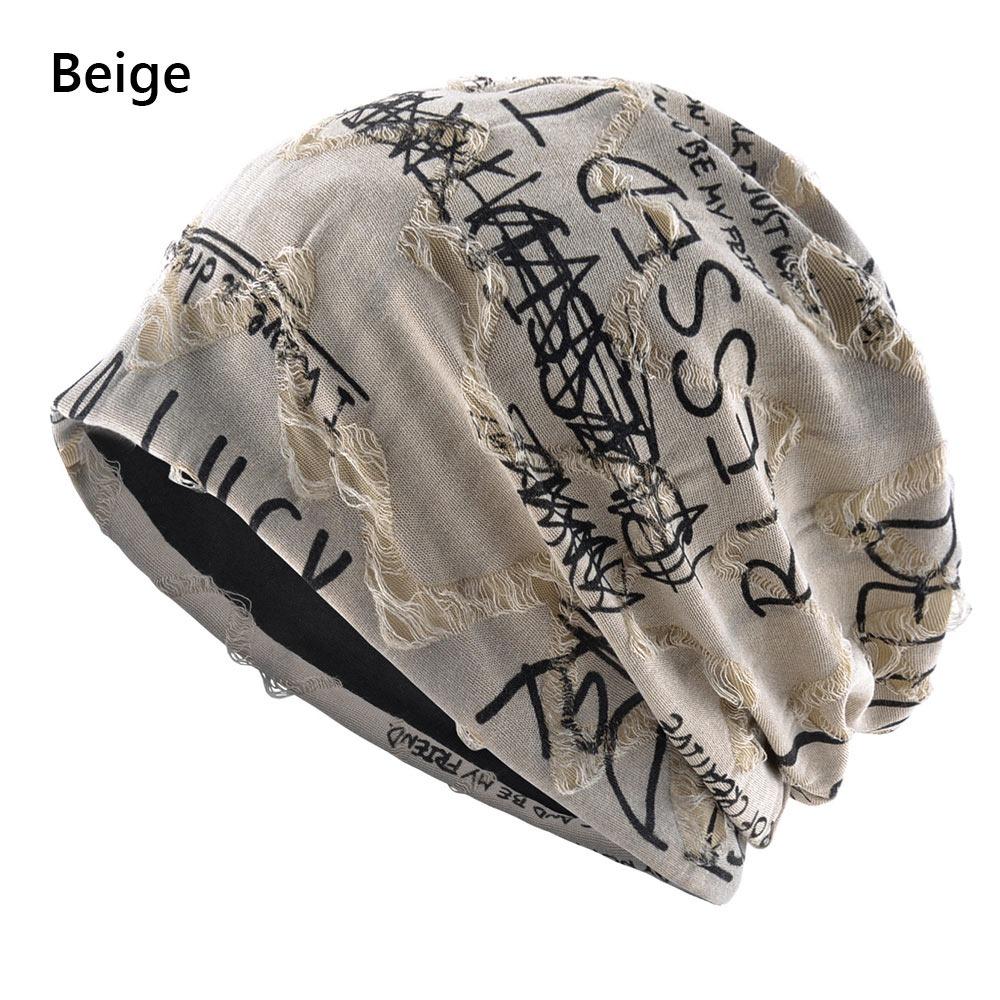 Loose Style Letter Print Beanie Thin Bonnet Hip Hop Beanies Pullover Hat  Streetwear Fashion