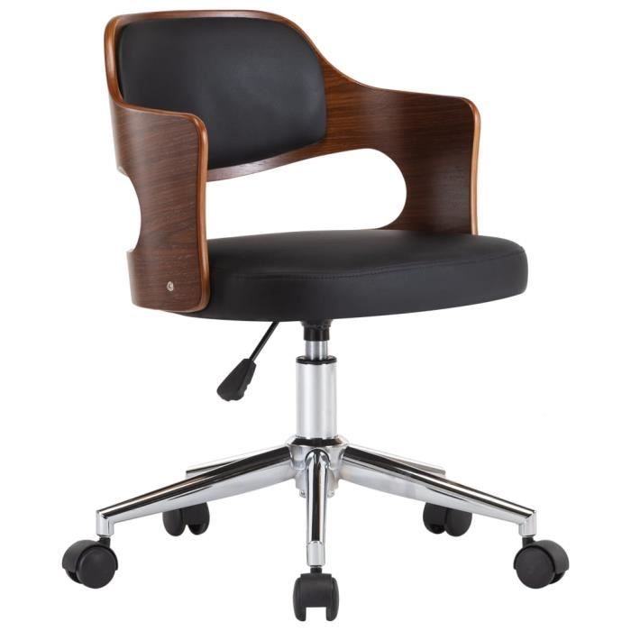 VidaXL Chaise pivotante de bureau Noir Bois courbé et similicuir