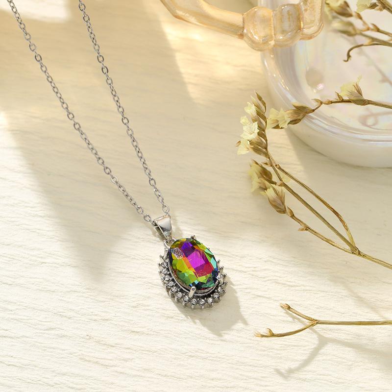 

Взрывное Овальное Циркониевое Бриллиантовое Супер Блестящее Ожерелье Легкое Роскошное Премиальное Ожерелье