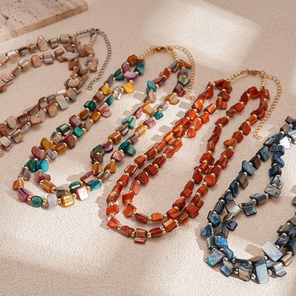Double-layer Beaded Necklace Irregular Jewelry Accessories Colorful Necklace  Party Gifts