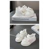 Girls' Sneakers Spring and Autumn New Children's White Shoes Leather Panel Shoes Flat Breathable Running Shoes Trendy