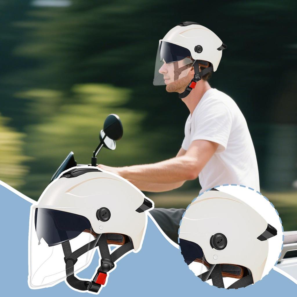 Helmet for Motorcycle Open Face Motorcycle Helmet Double Visor Headgear Protective Gear for Street Racing Motocross Scooter