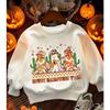 Kids Crewneck Sweatshirt, Three Cowboy Ghosts & HOWDY HALLOWEEN Y'ALL Text Print