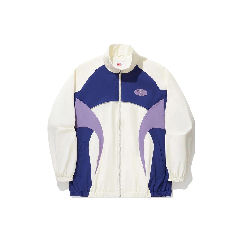 Li-Ning Unisex 2024 Spring Retro Color Block Loose Stand Collar Jacket AFDU271-3