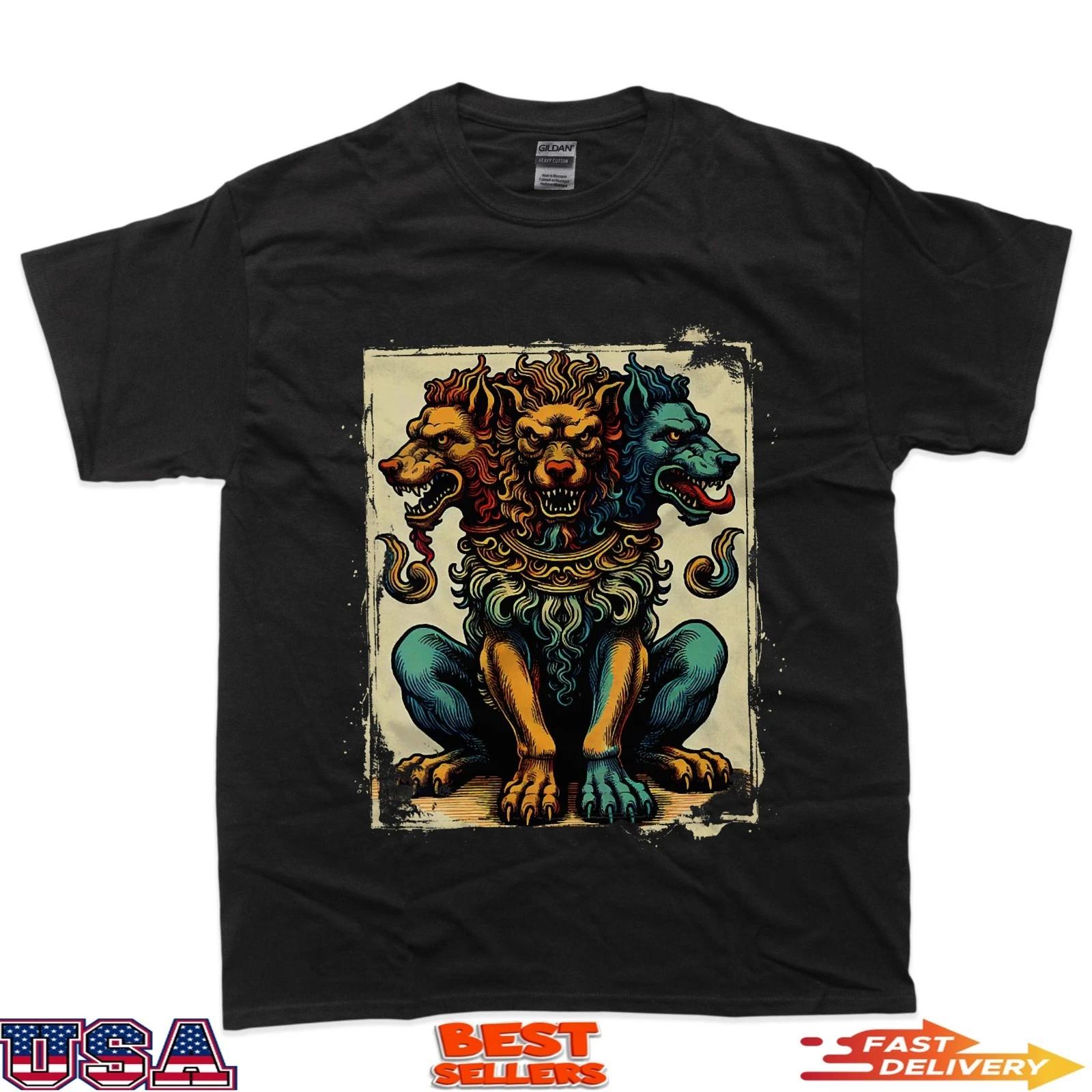 Three Faced Dog Hound of Hades Cerberus Hellhound T-Shirt 4XL