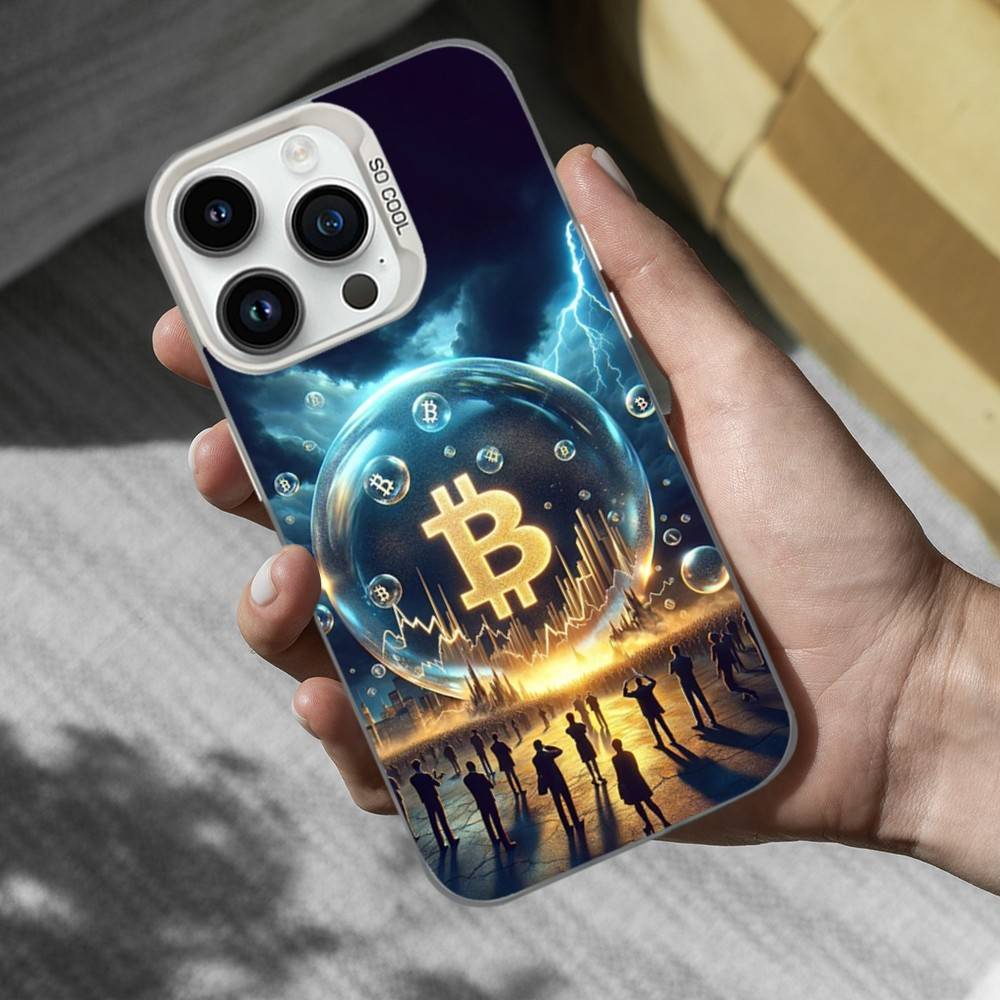 Cool Art Bitcoin Digital Phone Case For iPhone 17,16,15,14,13,12,11,Mini,XS,Pro,SE,MAX White Matte Shockproof Cover