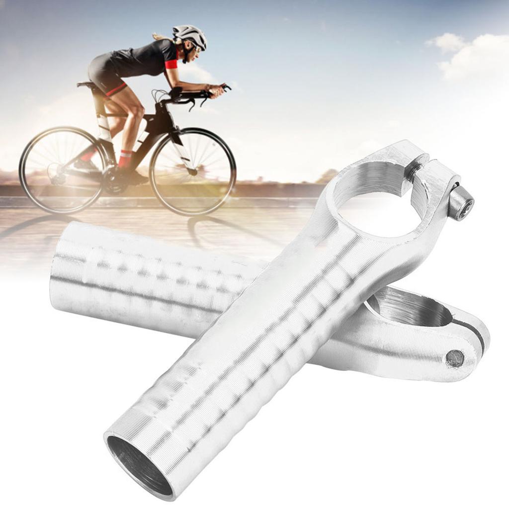1 Pair 7075 Aluminum Alloy Bicycle Handlebar Grip Bike Bar End Handlebar Ends for Road Mountain Bikessilver