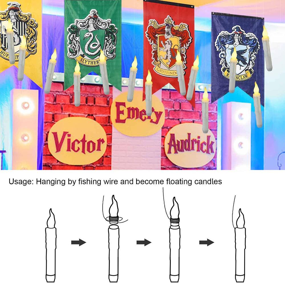 Floating Candles with Wand For Christmas/Halloween/Valentine's Day Decor White