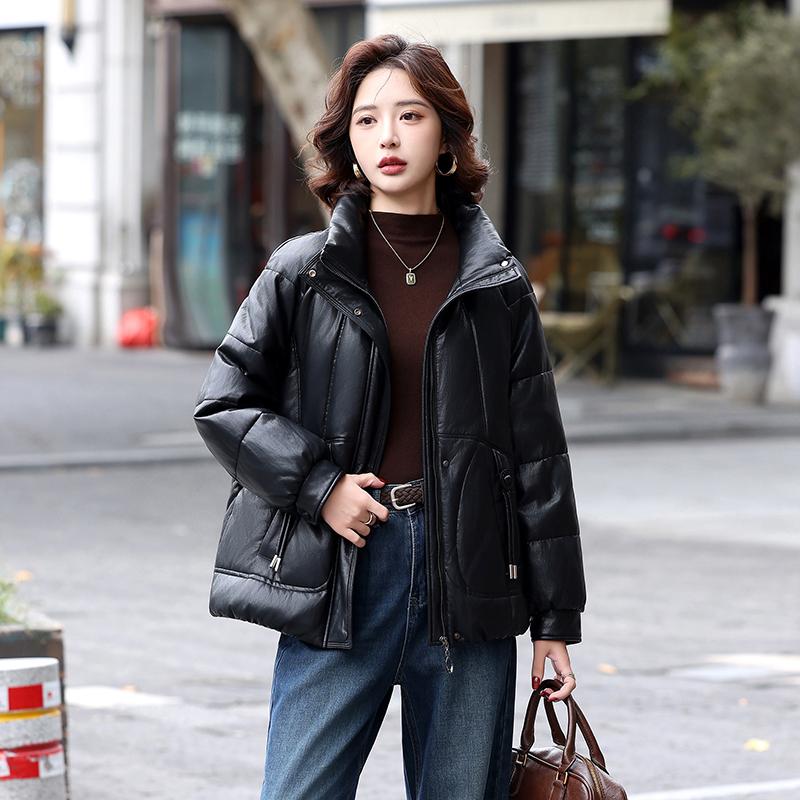 Plus size down jacket women's short high stand-up collar winter new white duck down jacket loose thick top