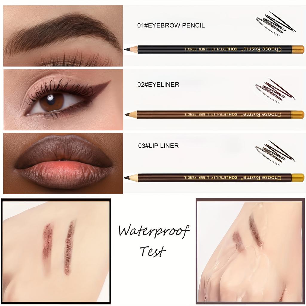 12pcs Eyebrow Pencil Eyeliner lip pencil Natural makeup Long-lasting Black dark coffee light coffee with pencil sharpener