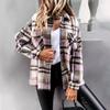 Camisa de Cuadros de Manga Larga para Mujer Otoño Invierno Camisa Gruesa Abrigo con Botones
