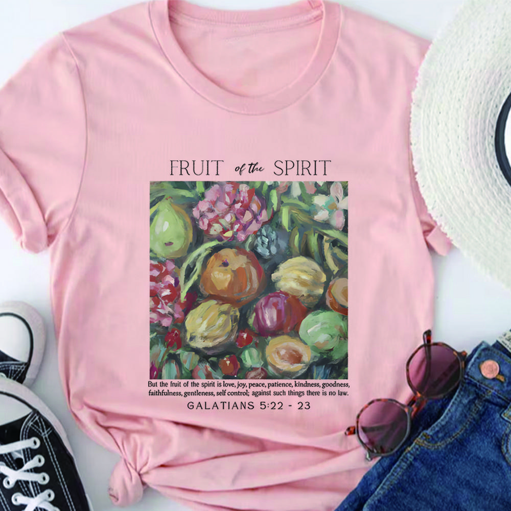 Fruit of The Spirit Christian Shirt Vintage Aesthetic Bible Verse Shirts Still Life Fruit Art Tshirt Unisex's Faith Apparel