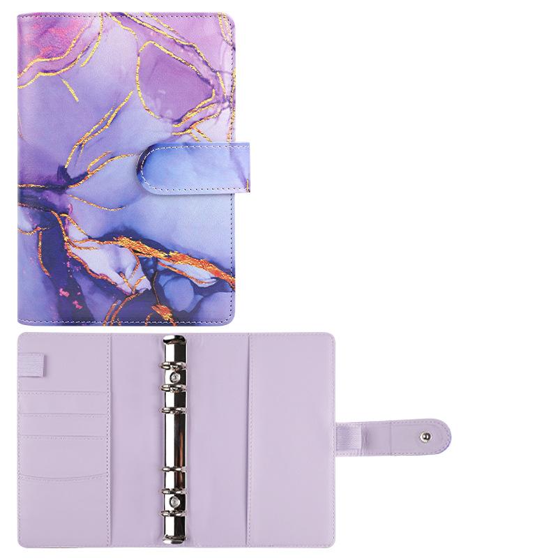 A6 Purple Marble with Calculator Money Budget Planner Binder Zipper EnvelopesCash Envelopes For Budgeting Money Organizer Binde