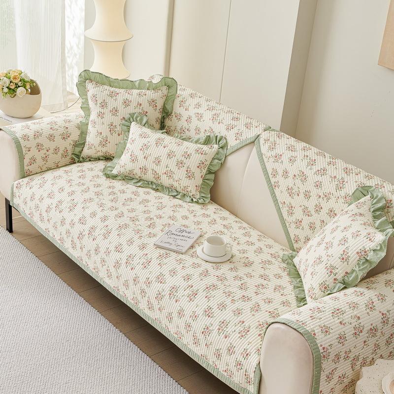 Korean-style Twill Pure Cotton Padded Non-slip Sofa Cushion, Cotton All-season Universal Washable Living Room Seat Cushion