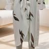 Women's Floral Print Satin Wrap Midi Dress Deep V Neck Long Sleeve Bodycon Dress Split Formal Evening Party Dress