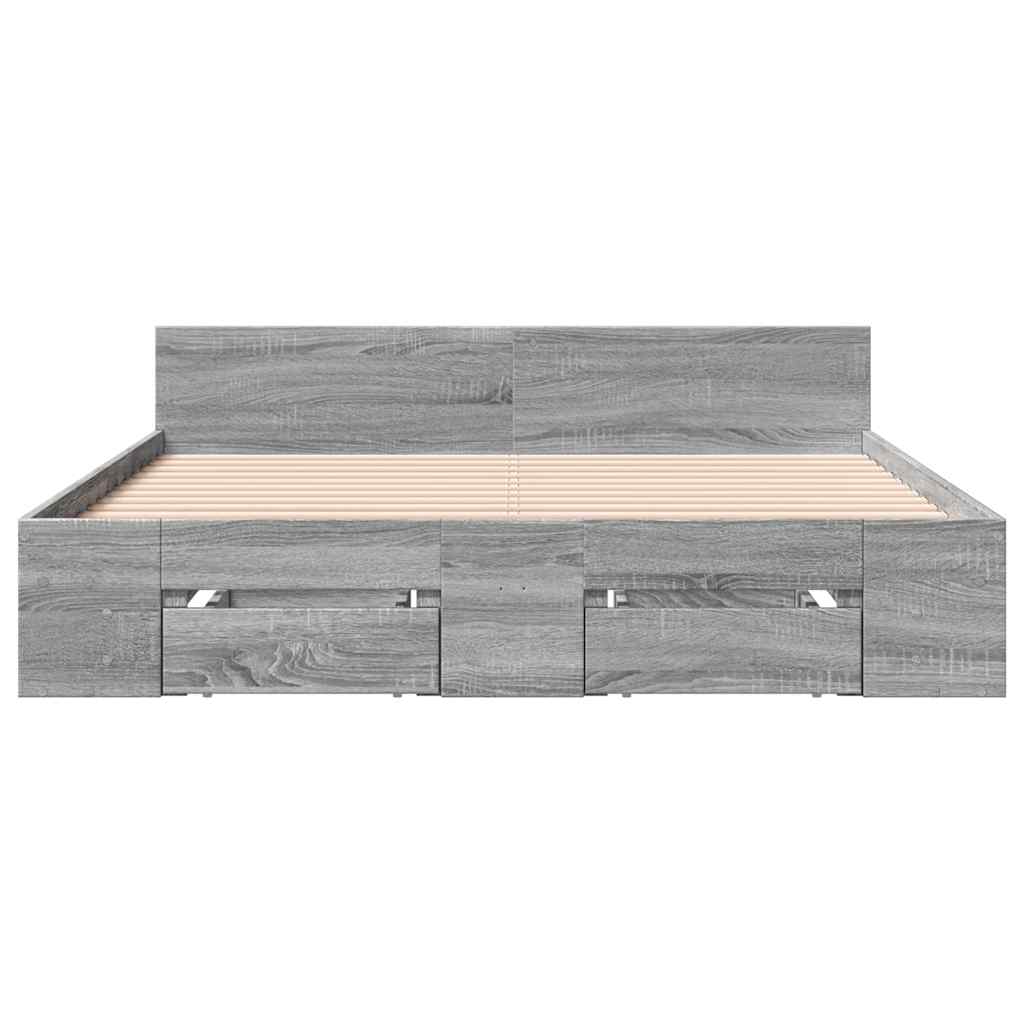 Bed Frame with Drawers Grey Sonoma 120 x 190 cm Particleboard