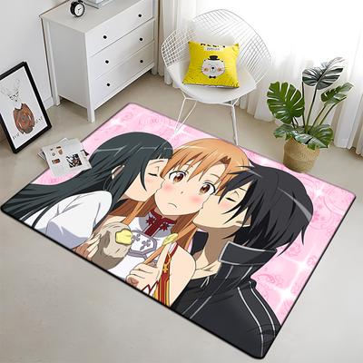 Hot Anime SAO Sword Art Online Modernes Haus Wohnzimmer Bodenmatte Schlafzimmer Teppich Poster Matte Muster Dekorativer quadratischer Teppich Geschenk