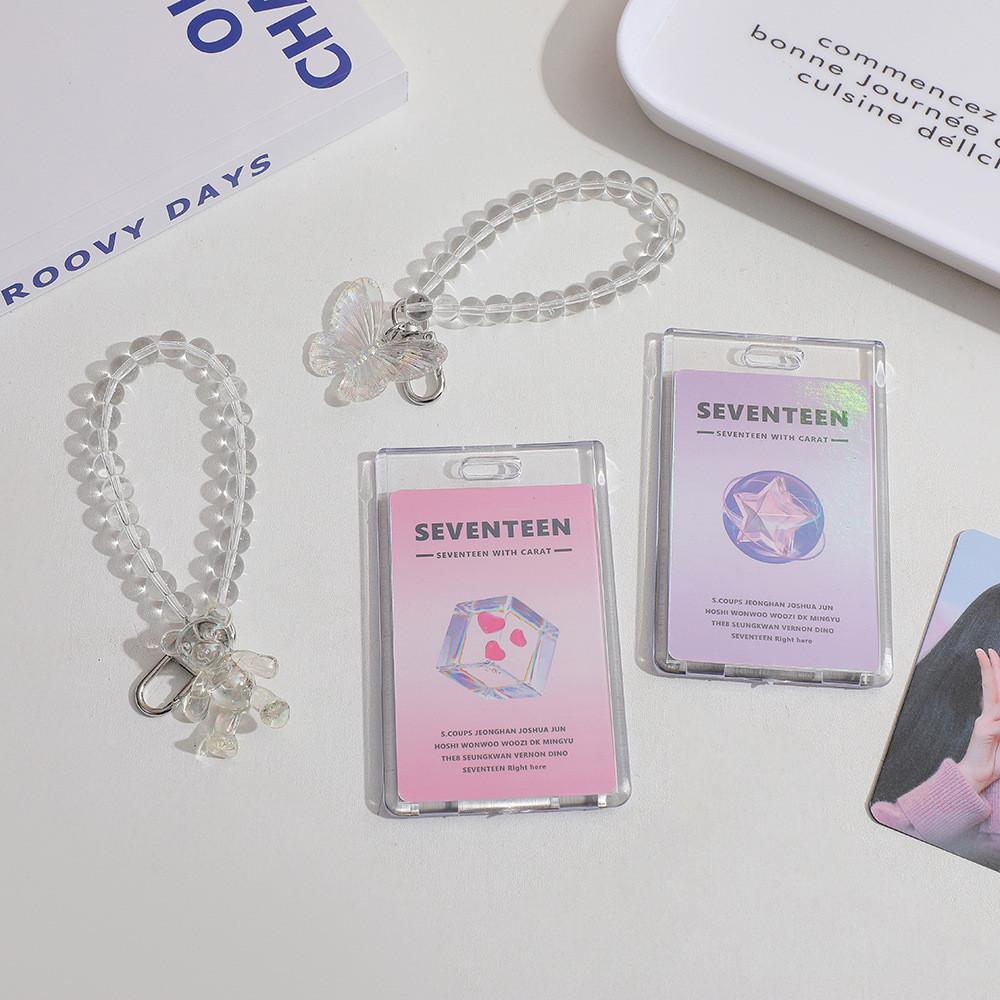 Transparent Acrylic Card Holder For Student Bus Card Meal Card Protection Identity Card Display Keychain Pendant Female