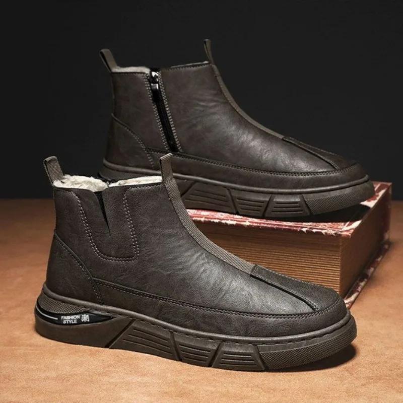 New in Men's Snow Boots Platform Warm Cold Proof Male Winter Shoes Brands Offer Anti Slip Fur Footwear High Quality Sale Luxury