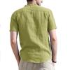 Summer Men's Short-sleeved Stand Collar Linen Shirt Breathable Short-sleeved Cotton Linen Shirt Men Casual Wear Minimalist Fashion Breathable Shirt