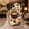 Latte Coffee Break Theme Wavy Edge Phone Case For iPhone 17 16 15 14 13 12 11 8 7 Plus Pro Max Soft Silicone Back Cover