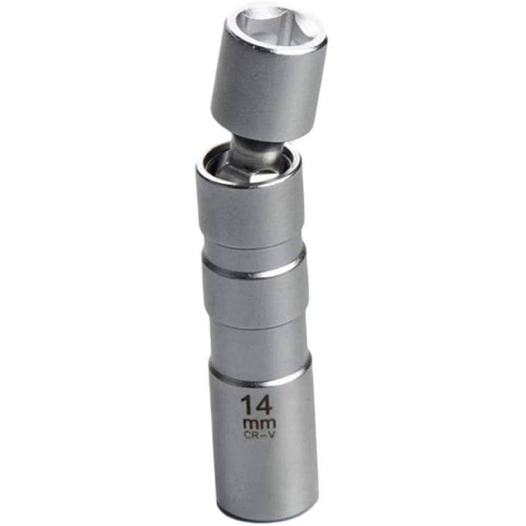 QISF 14MM & 16MM Thin Wall Magnetic Swivel Spark Plug Socket - 3/8-Inch Drive 12-Point Spark Plug Socket Removal Tool - Swivel Extension Permits