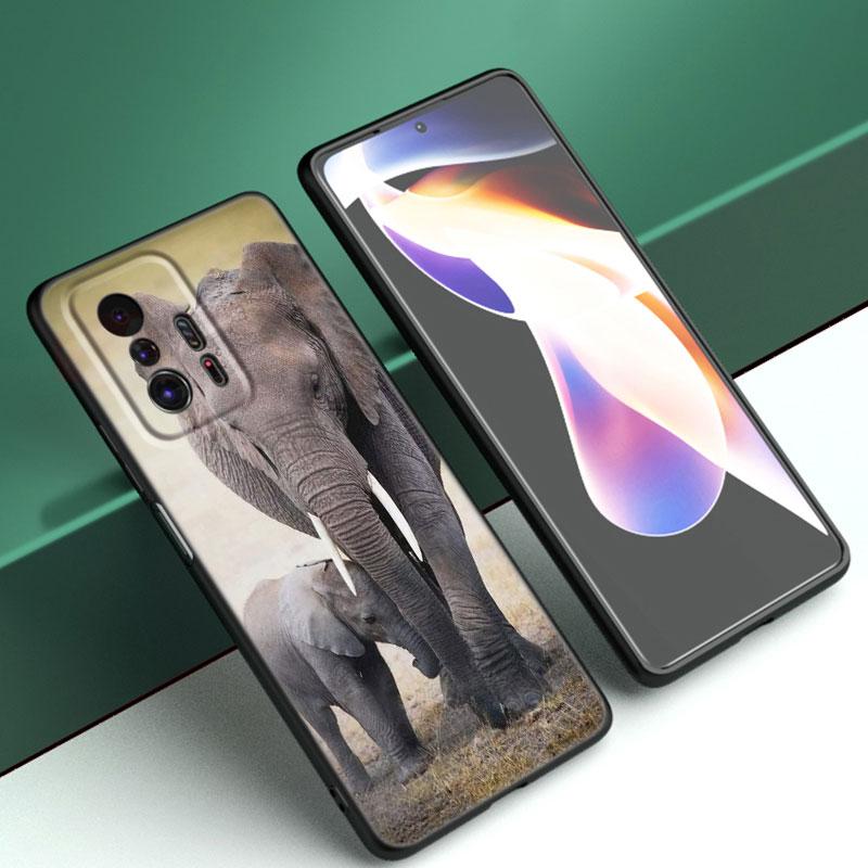 Animal Elephant Black Silicone Phone Case For Xiaomi Mi 9 SE 8 10T 11 12 13 Lite 9T 11T 12S 12T 13T 14 Pro 5G NE 11i 12X
