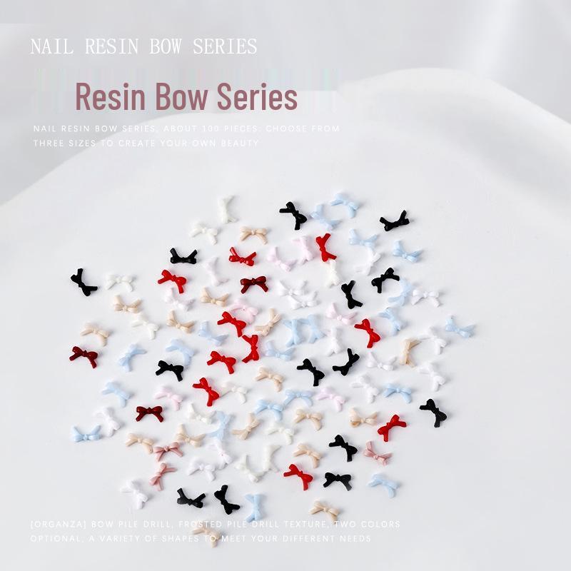 Candy Color Resin Bow Tie Nail Art Decorations - 100 Pieces (Large, Medium, Small)