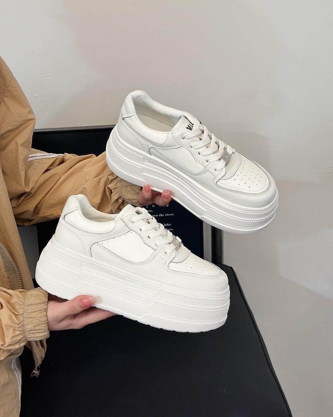 

Leather thick-soled heightened foam-soled small white shoes women s spring and summer women s shoes breathable casual versatile board shoes super hot 40