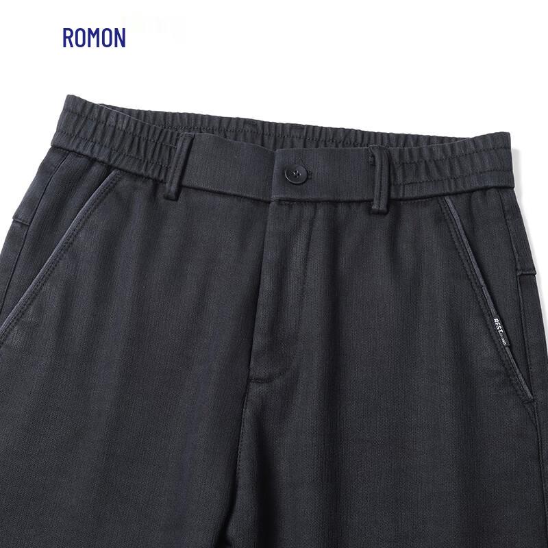 ROMON Men's Lyocell Blend Business Casual Straight Trousers