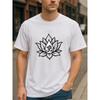 European Size Spiritual Lotus Creative | Casual Short-Sleeved T-shirt, Easy and Fashionable for Men, Suitable for Daily and Home Wear, Crew Neck