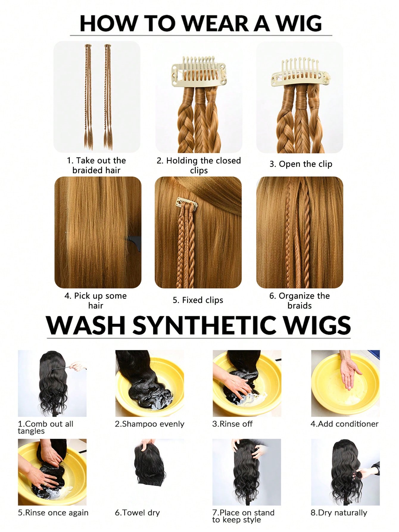 Синтетические парики из высокотемпературного шелка черного цвета — фото 8